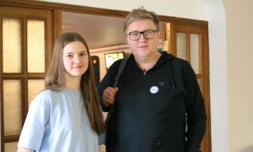 Александр Салангин и стажёр Дарья Юнина в Центральном Доме журналиста